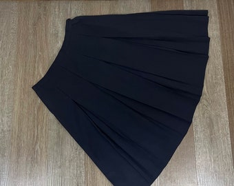 Black 50's Cotton Pleated Skirt Small by Eton New York Career Work Preppy Knee Length 29 Waist