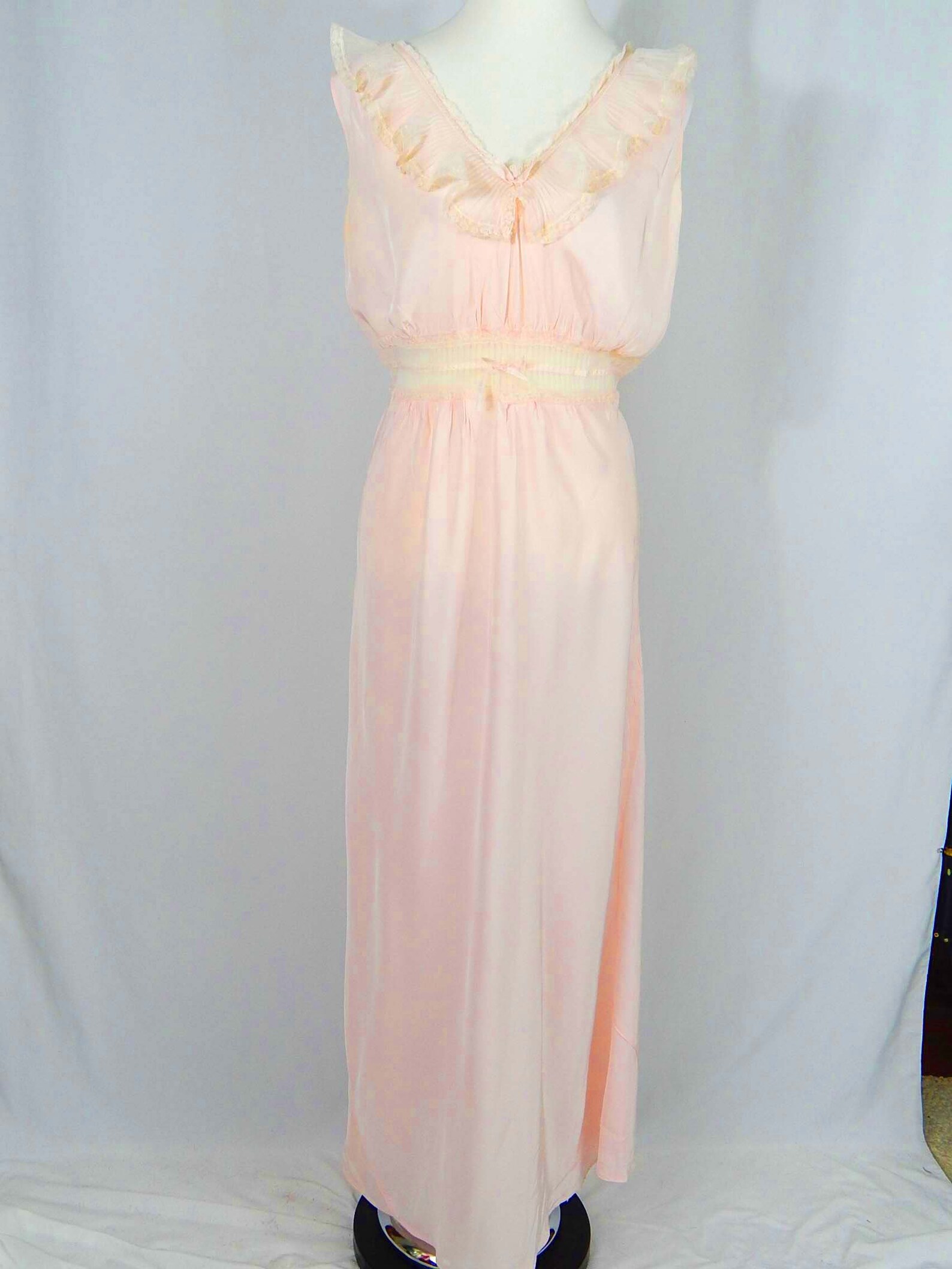 Blush Pink Slip Dress Medium Night Gown Cream Lace Sheer Pink Etsy