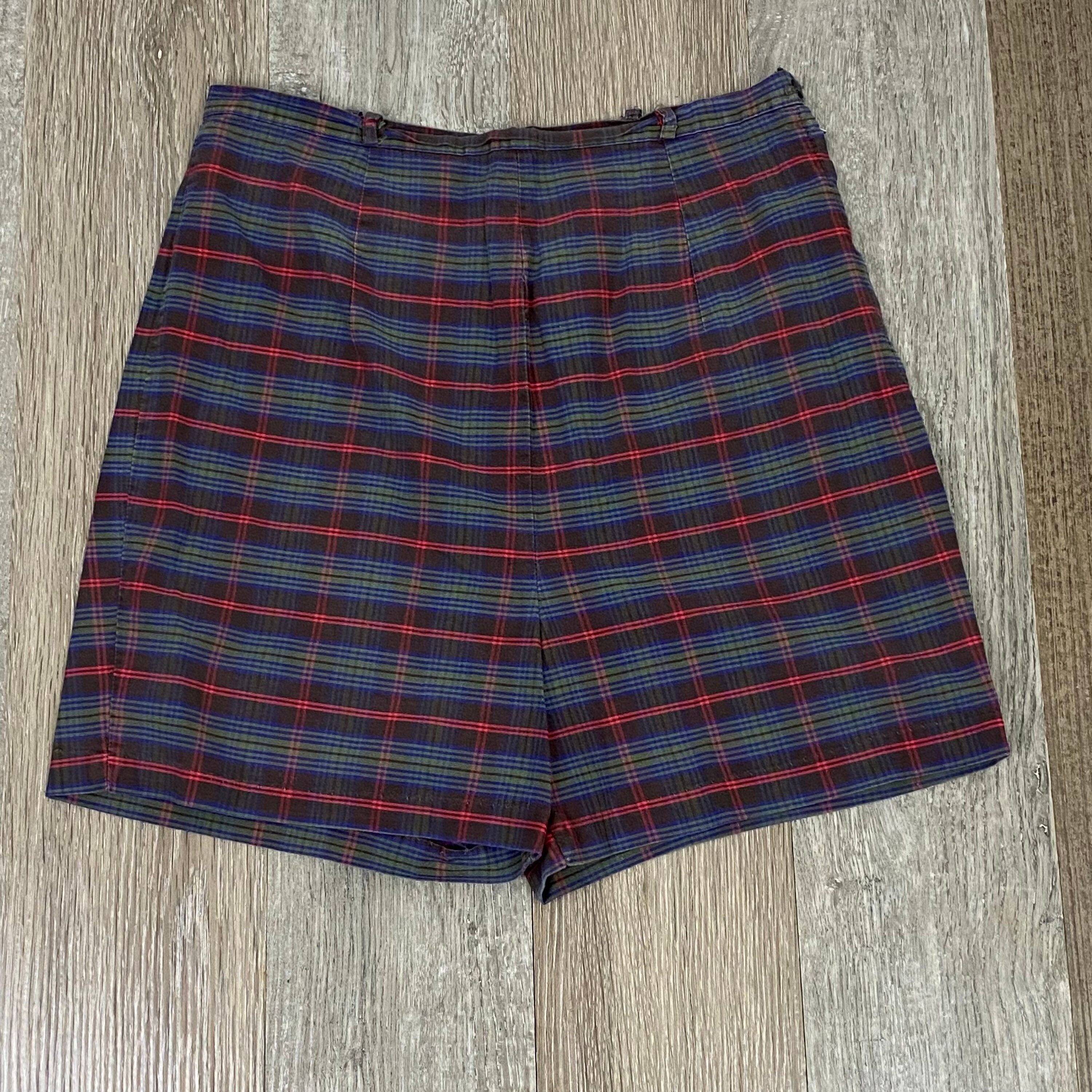 Brown Plaid Forties Shorts Medium 40's 