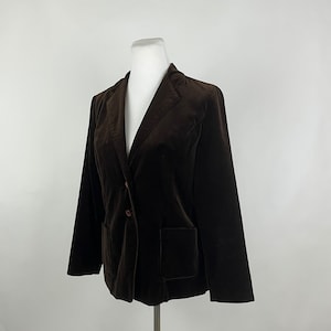 Brown Velvet Boyfriend Blazer Small 80&#39;s Eighties Preppy Chocolate Brown Jacket Academic Fashion Professor Present Tense