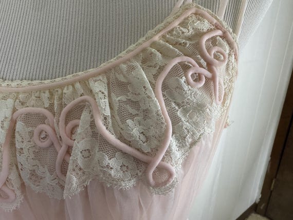 Vintage 50s Blush Pink Lace Slip Dress, Trousseau Lingerie (Medium) View 4