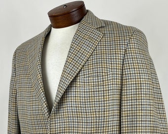 Beige Blue Plaid Sportcoat Medium 38S 38 Short Gold  Brown Beige Men's Blazer 90's Medium Cream Tartan Plaid Sport Coat Brooks Brothers