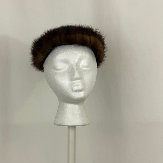 Lilly Dache Brown Mink Pillbox Hat Small Mink Fif… - image 1