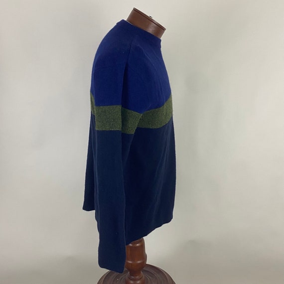 Blue Green Stripe 90's Sweater Medium Graphic Kni… - image 5