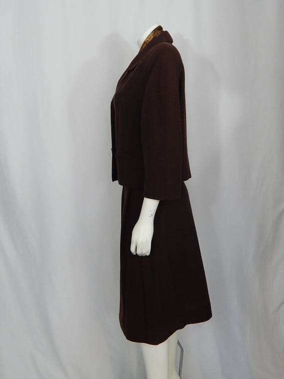 Brown Crepe Fifties Suit Small Women's 50's Fried… - image 3