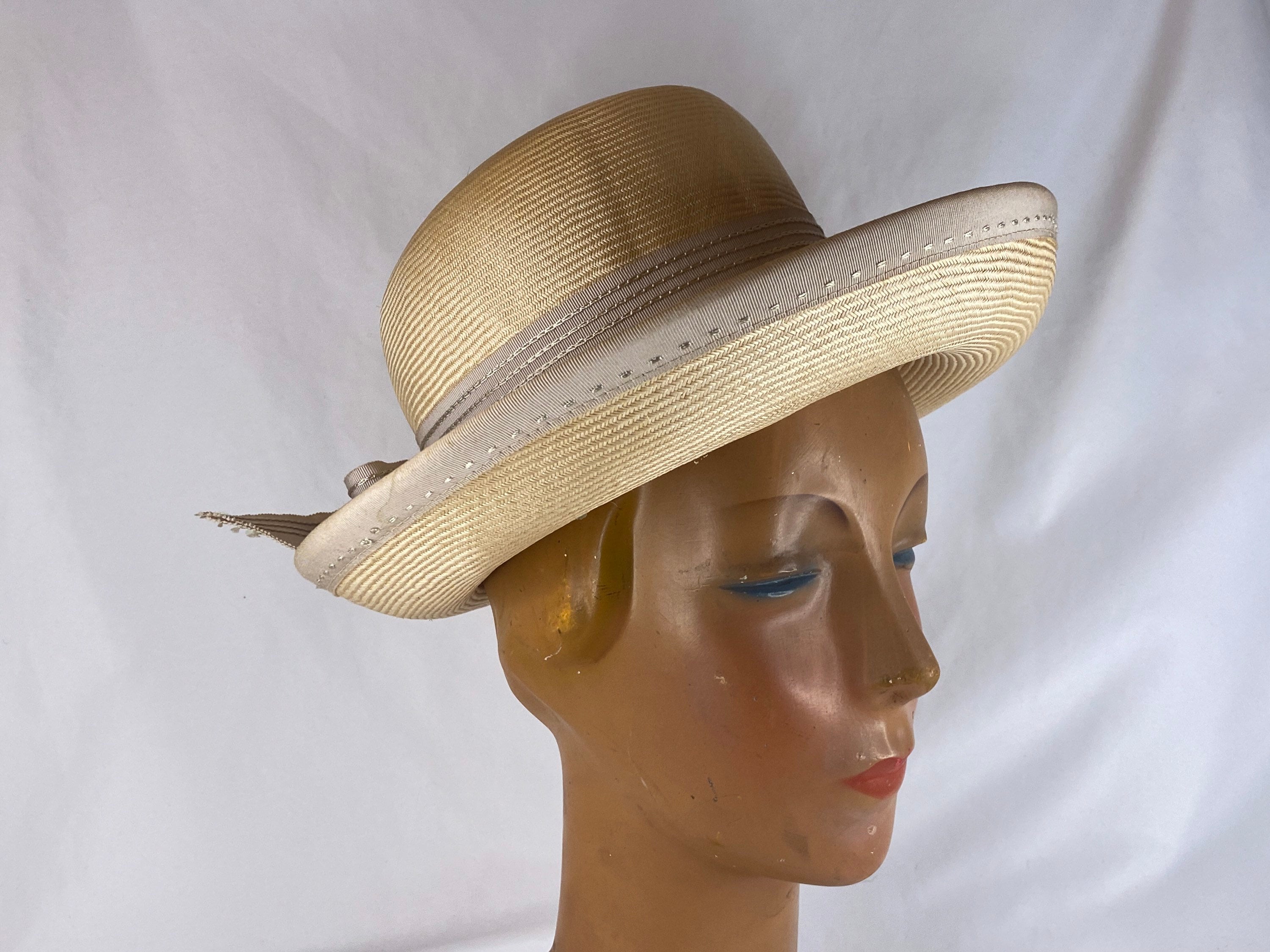 SALE Vintage High Crown Wide Brim Hat by Kutz Chocolate Brown & White 241024_Worth_Worth_0296_30e404  main image 2
