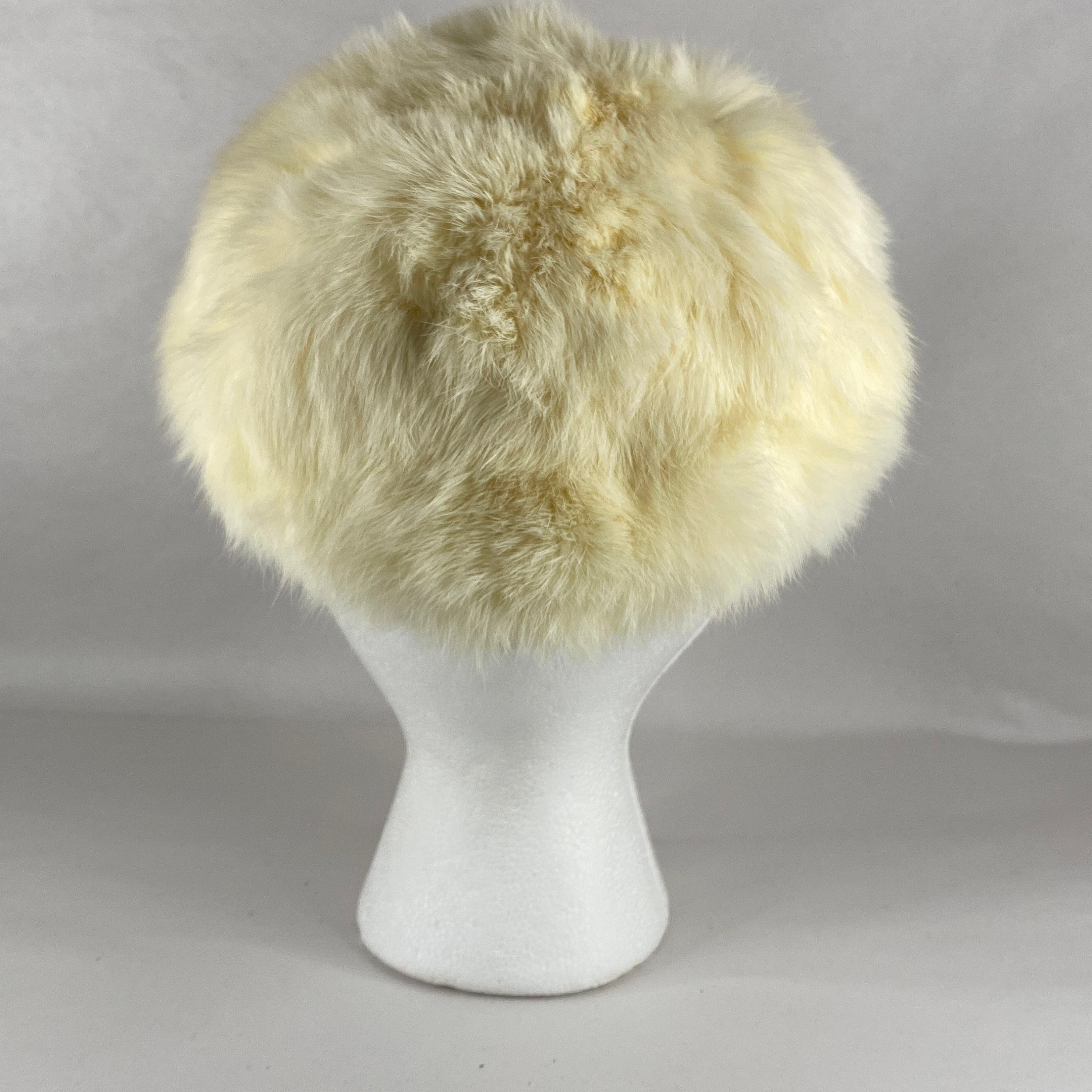 Rabbit Beret off White Hat Seventies Satin Edge Tam Pillbox  display picture 3