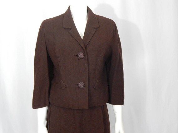 Brown Crepe Fifties Suit Small Women's 50's Fried… - image 6