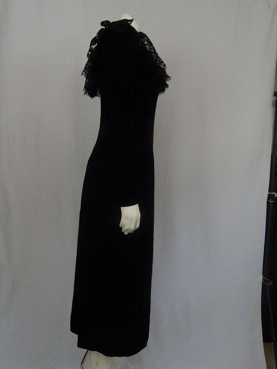 Black Velvet Prairie Dress Small Lace Dress 90's … - image 4