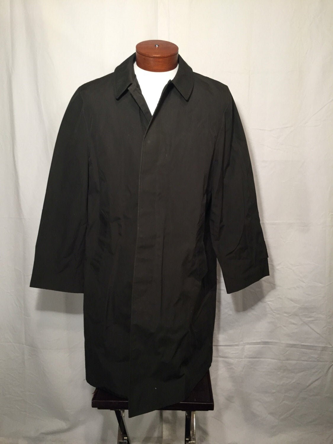 Dark Olive Green Overcoat Large L Vintage Rain Coat Car Coat | Etsy