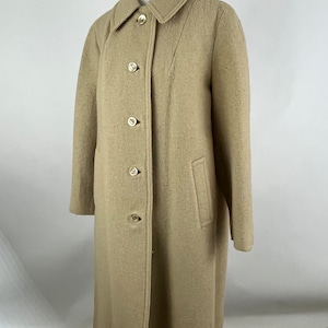 Tan Wool 70&#39;s Coat Medium Beige Buttons Mod Collared Winter Coat Weatherbee Fashion Original Overcoat Aline Swing Coat