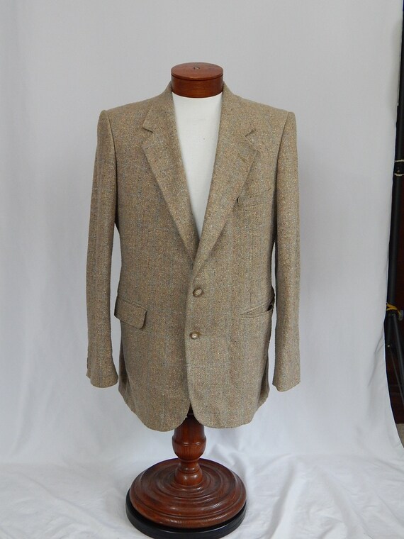 Taupe Windowpane Plaid Blazer Large Sport Coat 44… - image 1