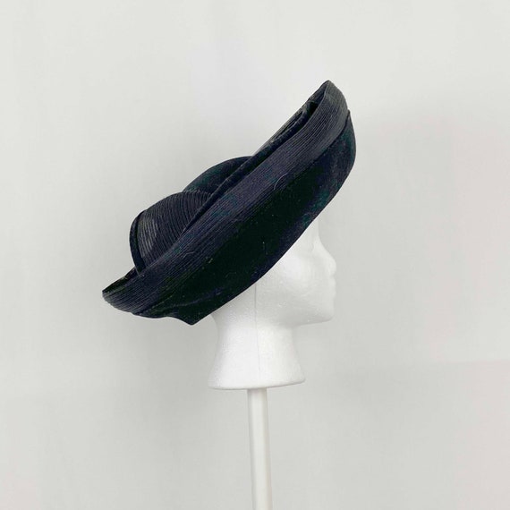 Black Wool Sculpted Halo Hat Small Mr. John Moder… - image 1