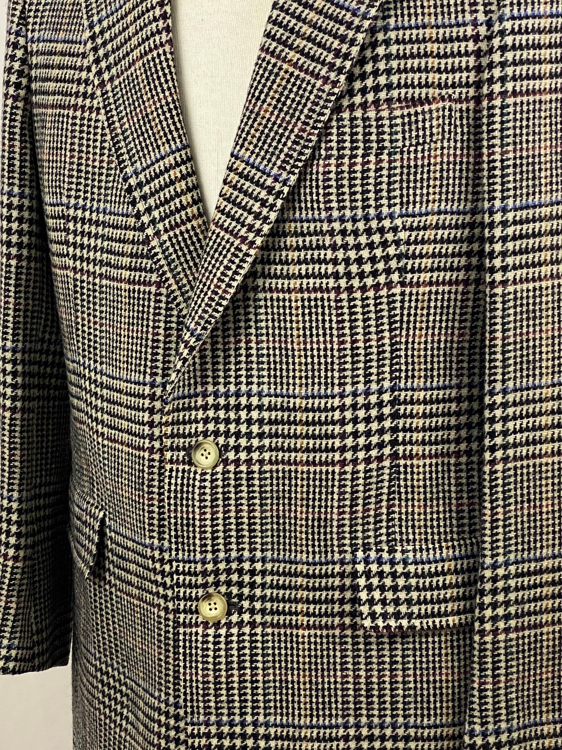 Black White Glen Plaid Sport Coat 46 Large Blazer Etsy