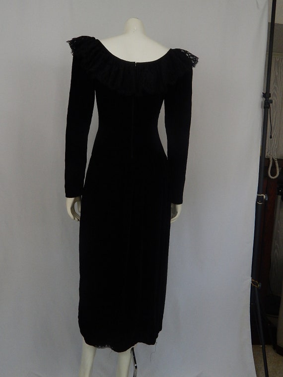 Black Velvet Prairie Dress Small Lace Dress 90's … - image 5