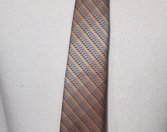 Blue Tan Ombre Tie Pauline Trigere Yellow Gold Gray Dots Half Moons Stripe 80s Eighties