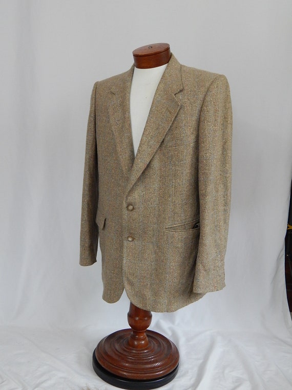 Taupe Windowpane Plaid Blazer Large Sport Coat 44… - image 3