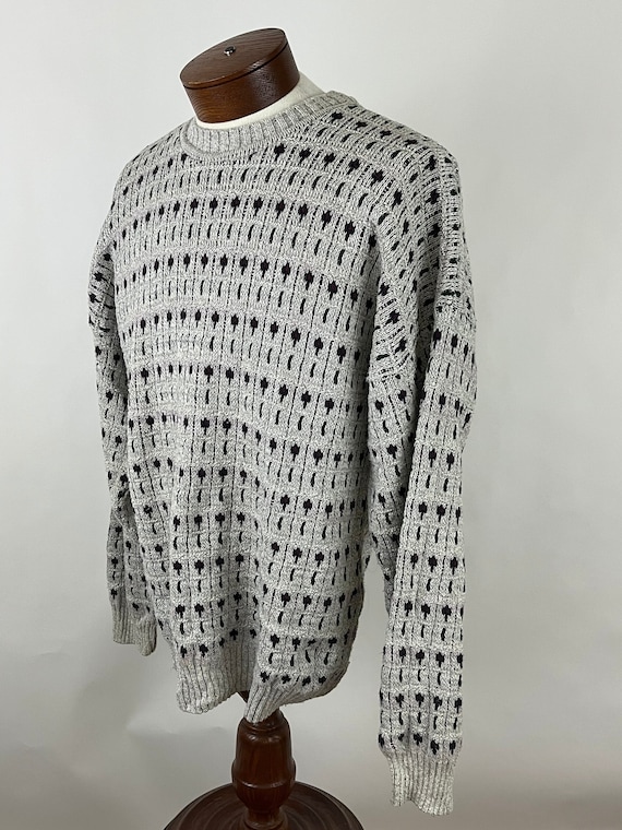 Gray Geometric Novelty Sweater XL Midnight Blue P… - image 1
