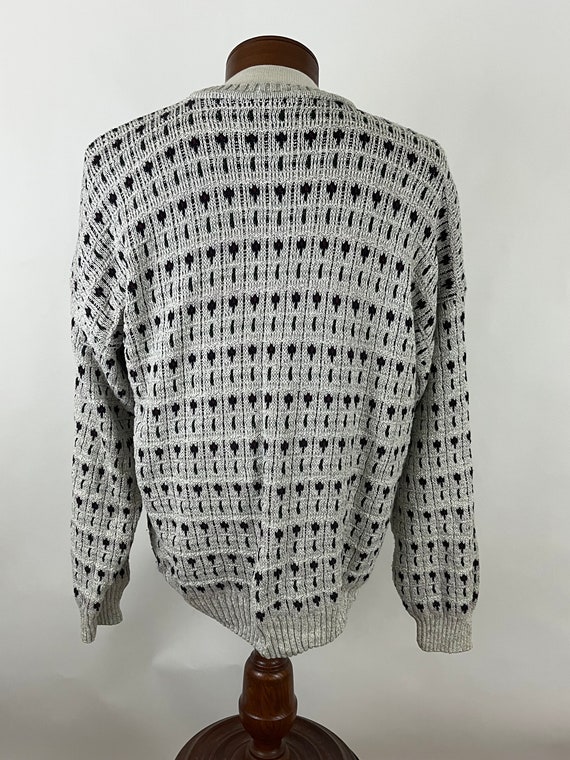 Gray Geometric Novelty Sweater XL Midnight Blue P… - image 5