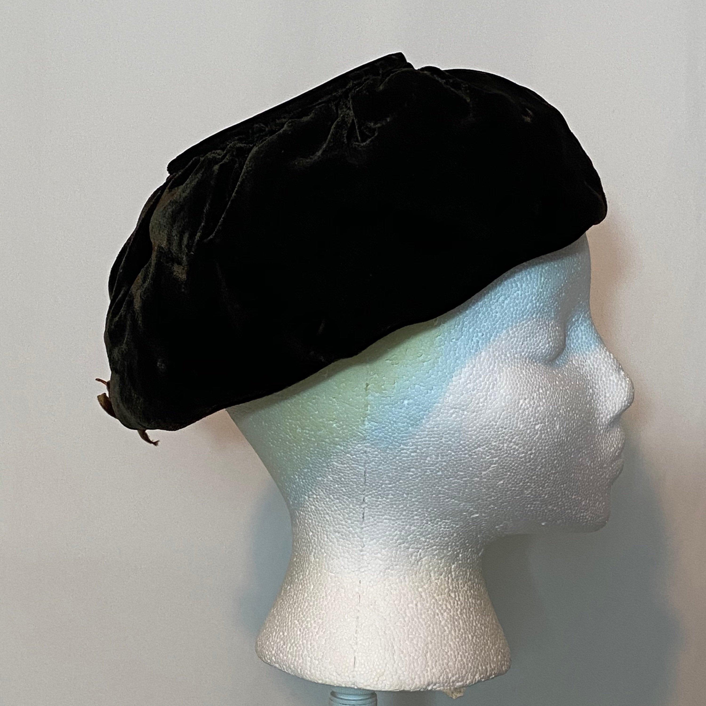 Brown Velvet Saucer Hat AS IS 50