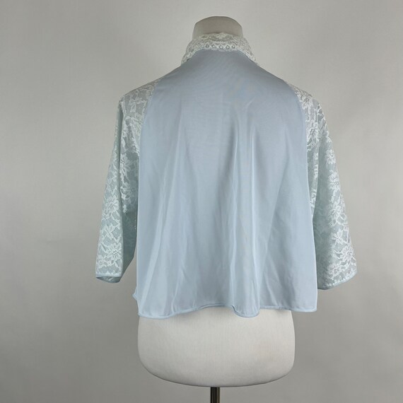 Blue Lace Bed Jacket Small 60's Vanity Fair White… - image 5