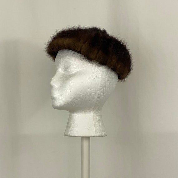 Lilly Dache Brown Mink Pillbox Hat Small Mink Fif… - image 2