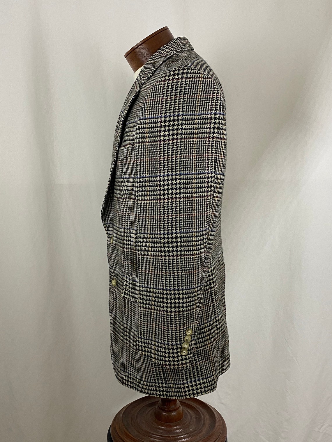 Black White Glen Plaid Sport Coat 46 Large Blazer Etsy