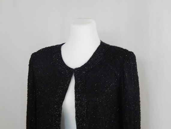 Black Formal Beaded Jacket Medium Long Sleeve Wom… - image 3