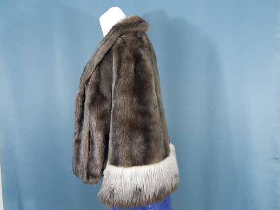 Brown Faux Fur Cape Small Stole Jacket Prom Forma… - image 8