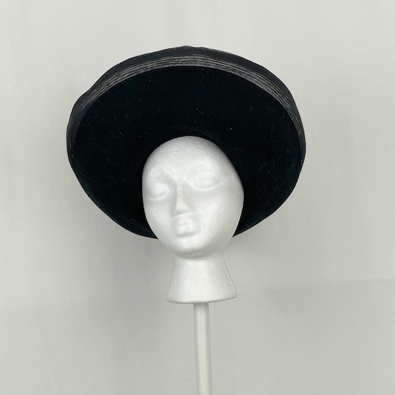 Black Wool Sculpted Halo Hat Small Mr. John Moder… - image 2