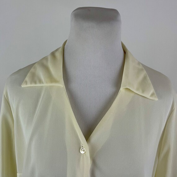 Off White Cream 70’s Collared Blouse XL Long Slee… - image 7