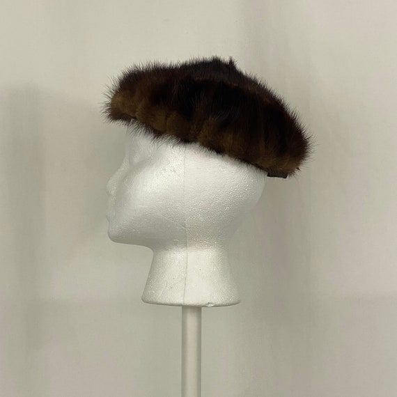 Lilly Dache Brown Mink Pillbox Hat Small Mink Fif… - image 3