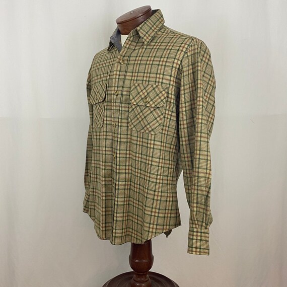 Tan Plaid Flannel Shirt Medium Men's Jacket Eight… - image 8