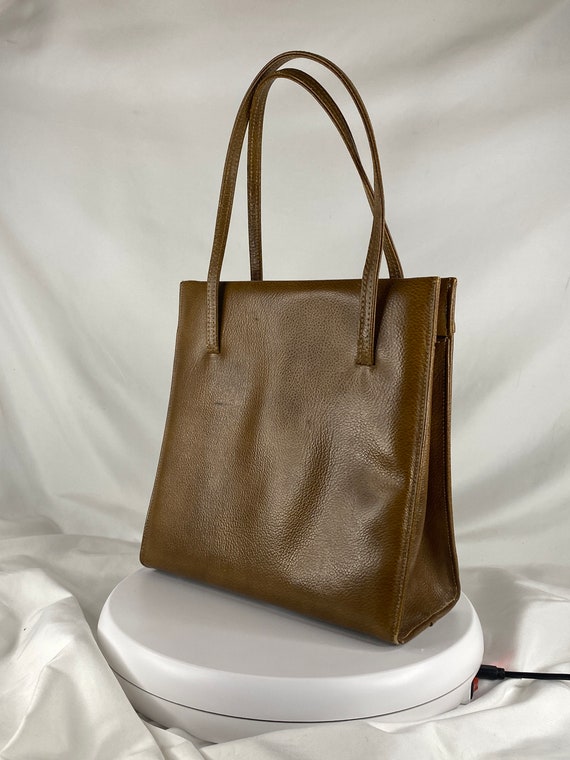 Brown Square 60's Purse Top Handle Leather Handbag