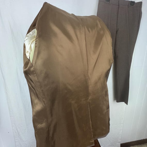 Brown Men's Suit 40R Medium Solid Polyester Tradi… - image 7