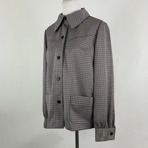 Multicolor Patterned 70&#39;s Shirt Blazer Medium Jacket Mod Yellow Blue Red Pink Black Silver Collar Button Polyester Blouse