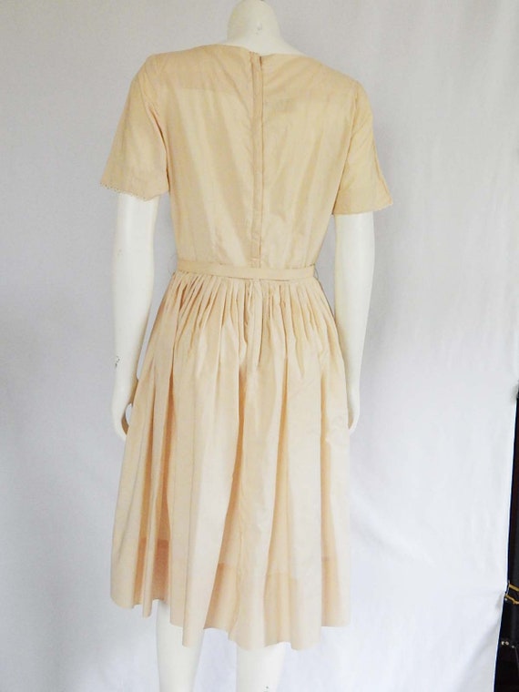Cream Lace Fifties Dress Small Off White Short Sl… - image 4