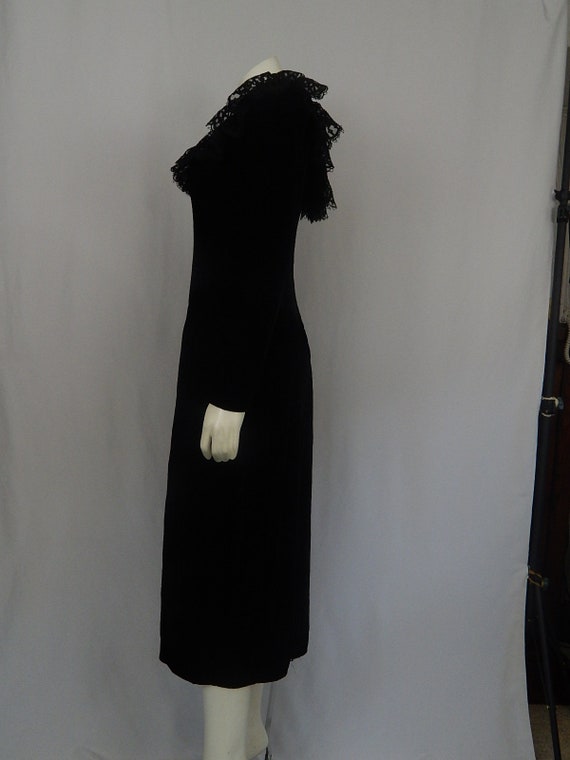 Black Velvet Prairie Dress Small Lace Dress 90's … - image 6