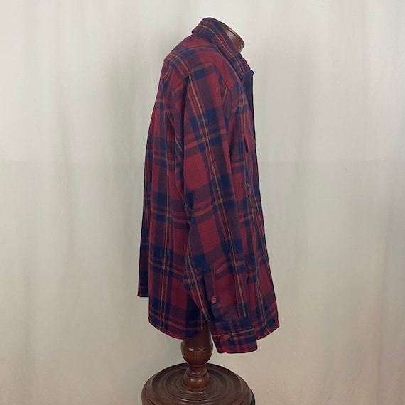 Red Plaid Flannel Shirt Large Men's Jacket Eighti… - image 5