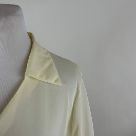 Off White Cream 70’s Collared Blouse XL Long Slee… - image 8