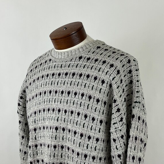 Gray Geometric Novelty Sweater XL Midnight Blue P… - image 2