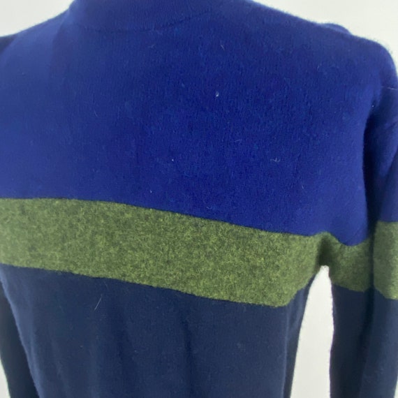 Blue Green Stripe 90's Sweater Medium Graphic Kni… - image 7