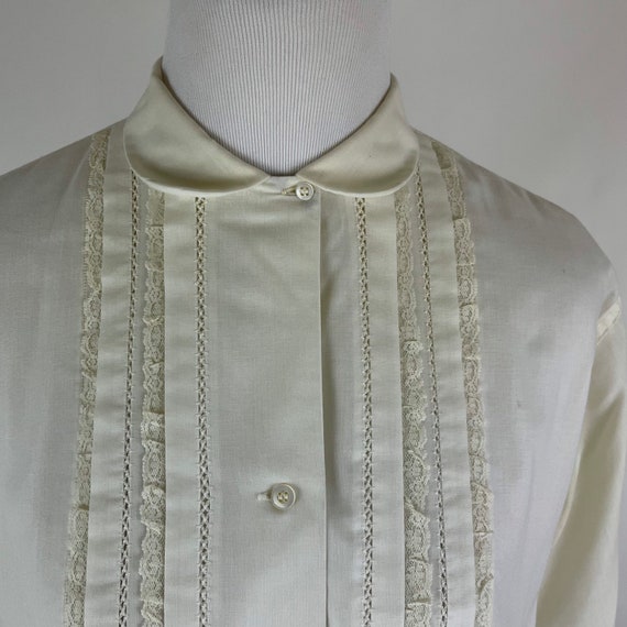 Off White 50’s Collared Blouse Large Long Sleeve … - image 6