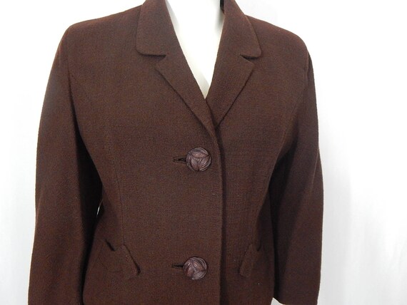 Brown Crepe Fifties Suit Small Women's 50's Fried… - image 7