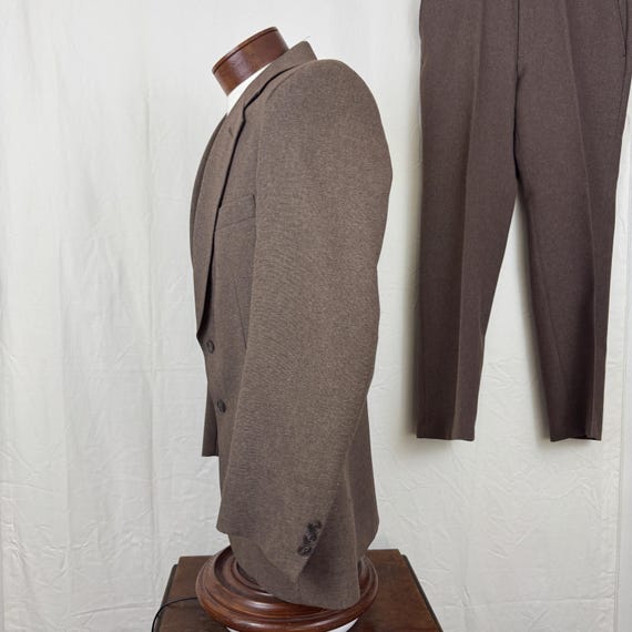 Brown Men's Suit 40R Medium Solid Polyester Tradi… - image 3