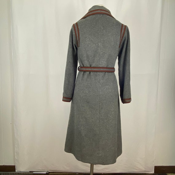 Gray Red Wool Seventies Coat Small 70’s Belted Re… - image 5