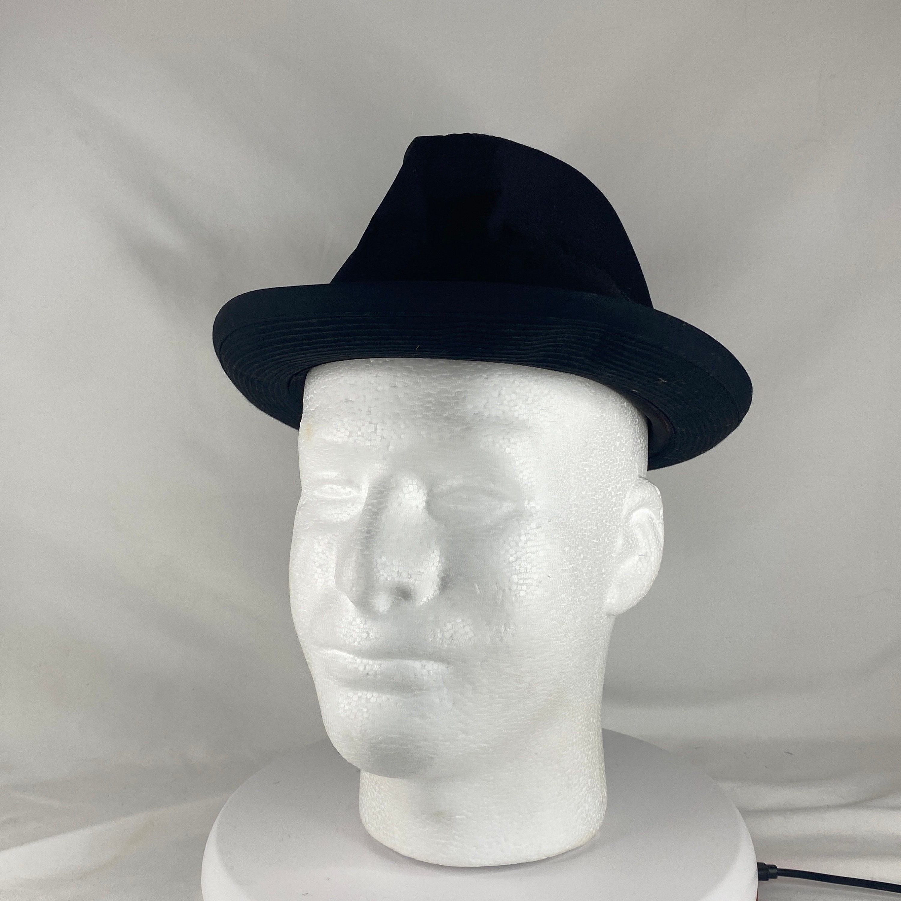 Black Fedora Small 7 70's Fabric Hat Men's All Weather Hat