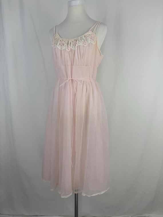 Vintage 50s Blush Pink Lace Slip Dress, Trousseau Lingerie (Medium) View 2