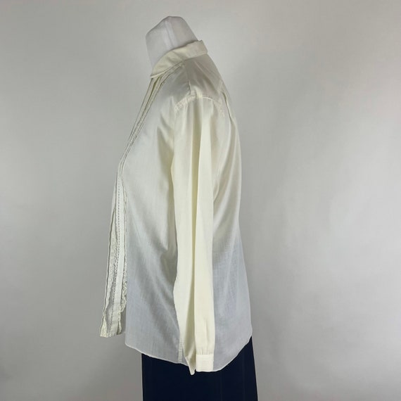 Off White 50’s Collared Blouse Large Long Sleeve … - image 5