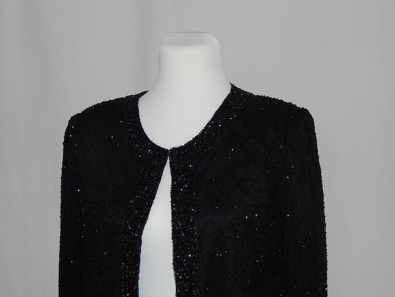 Black Formal Beaded Jacket Medium Long Sleeve Wom… - image 2